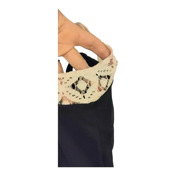 Milly of New York Y2K 100% Silk  Babydoll Layered Lace Cami Swing Top Sz 4 Navy - Picture 7 of 14